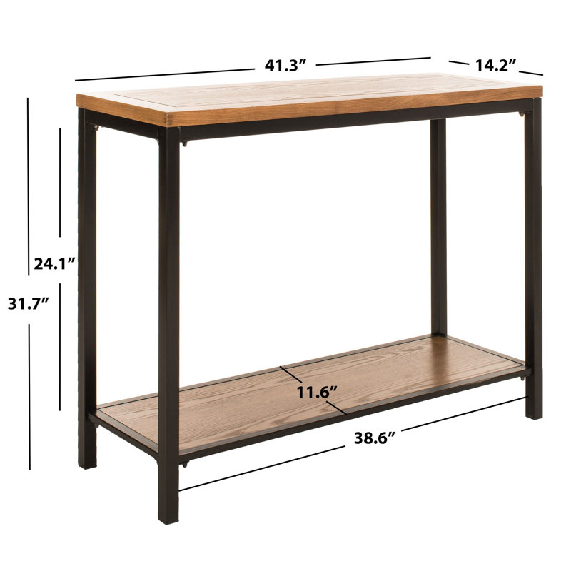 Nehru 41.3'' Solid Wood Top Console Table, Oak