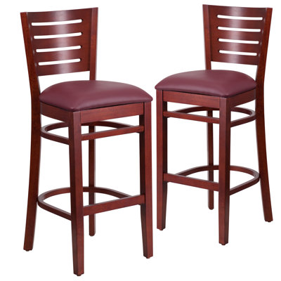Kadircan Slat Back Wooden Restaurant Barstool