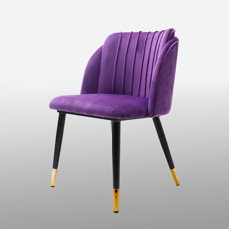 Inola 47.5cm H Velvet Upholstered Side Chair, Purple, Black/Gold