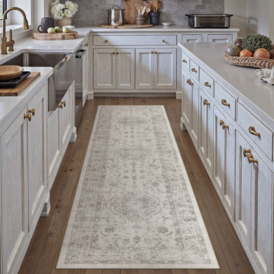 Vicky Oriental Washable Area Rug With Non-Slip Backing