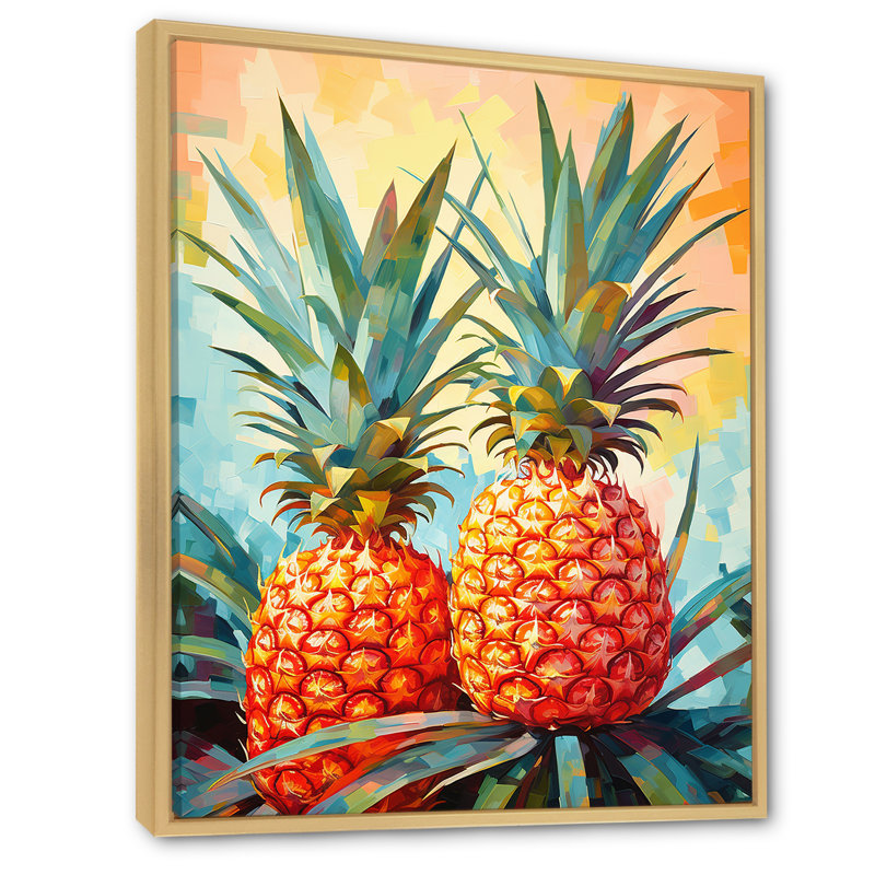 Sérénade ensoleillée à l'ananas, Cadre naturel flottant, H 40 po x l 30 po x P 1,5 po