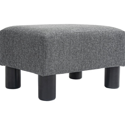 Charcoal Gray Foot Rest, Linen Covered, Small For Living Room, Comfortable Option Upholstered Rest , Versatile All Rooms,