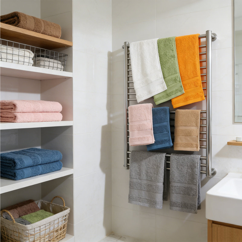 Soft Cotton Towels Thick And Vibrant Colors, Packaged In Sets Of 5PCS, 13.78X28.74Inch, Brown/Blue/Pink/White