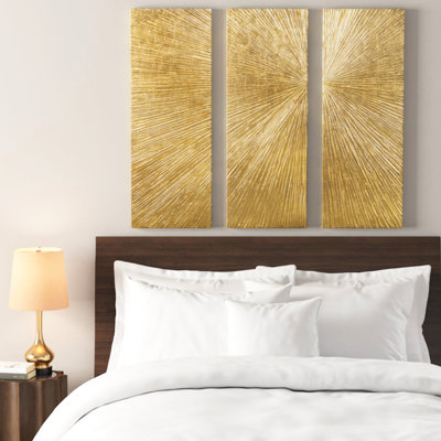 Hand Painted Dimensional Resin Wall Art - Modern With Metallic Gold Luster, Indoor 3 In Tone, Decor