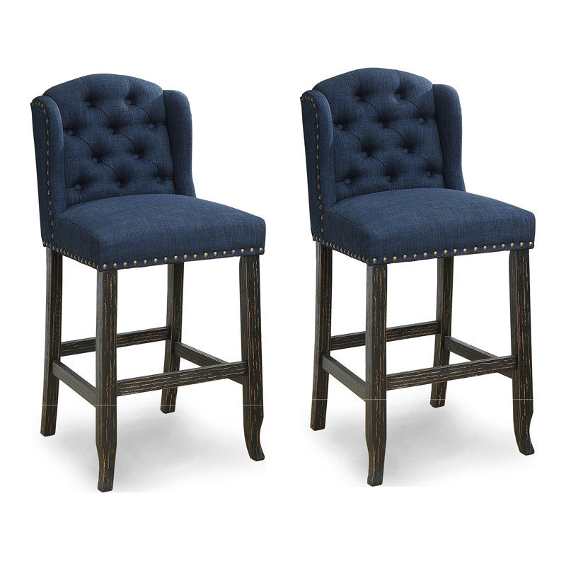 Adler 30'' H Tufted Fabric Upholstered Side Chair, Blue
