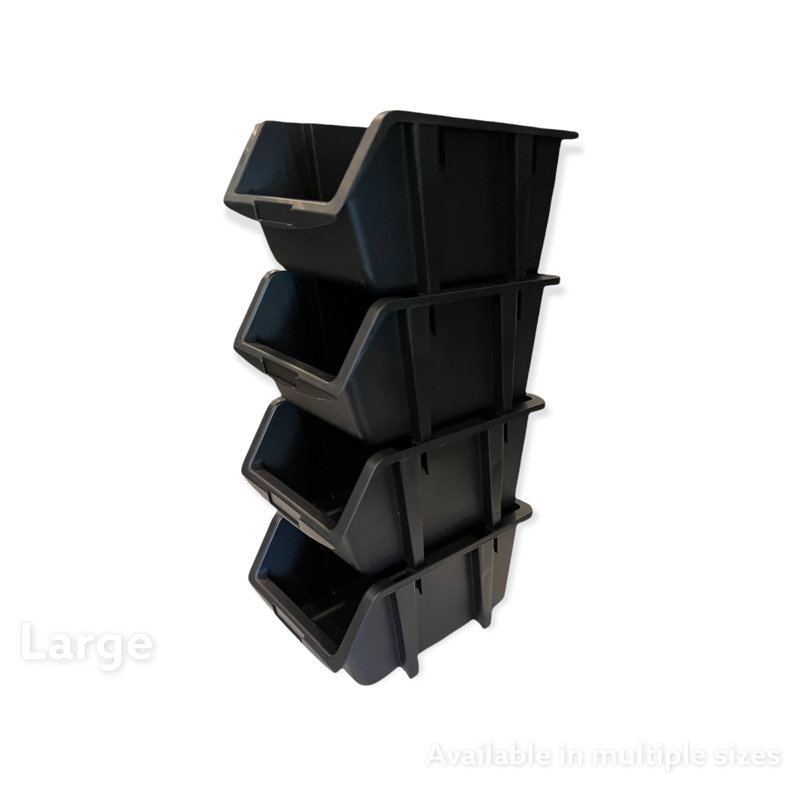 4 PACK LARGE Size Stacking Bin Set, Made From Recycled Water Bottles, 7" H x 9" W x 14.25" D, 4