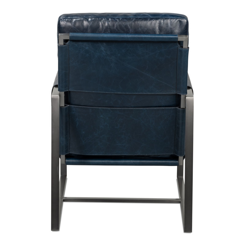 Edmonds Leather Armchair, Blue Leather