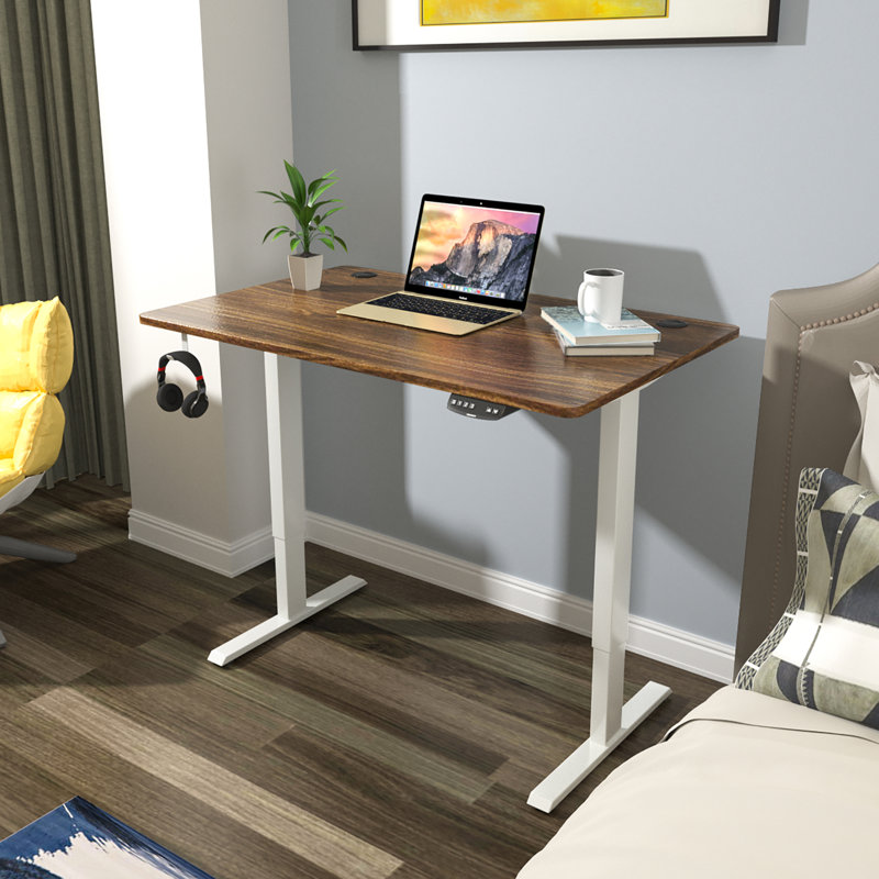 Costway 58'' X 28''universal Tabletop For Standard & Standing Desk Frame Walnut, 1" H x 47" W x 30" D
