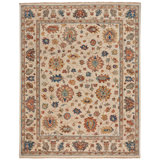 Charleigh-Chobi Oriental Hand-Knotted Wool Cream Ivory Blue Red Area Rug