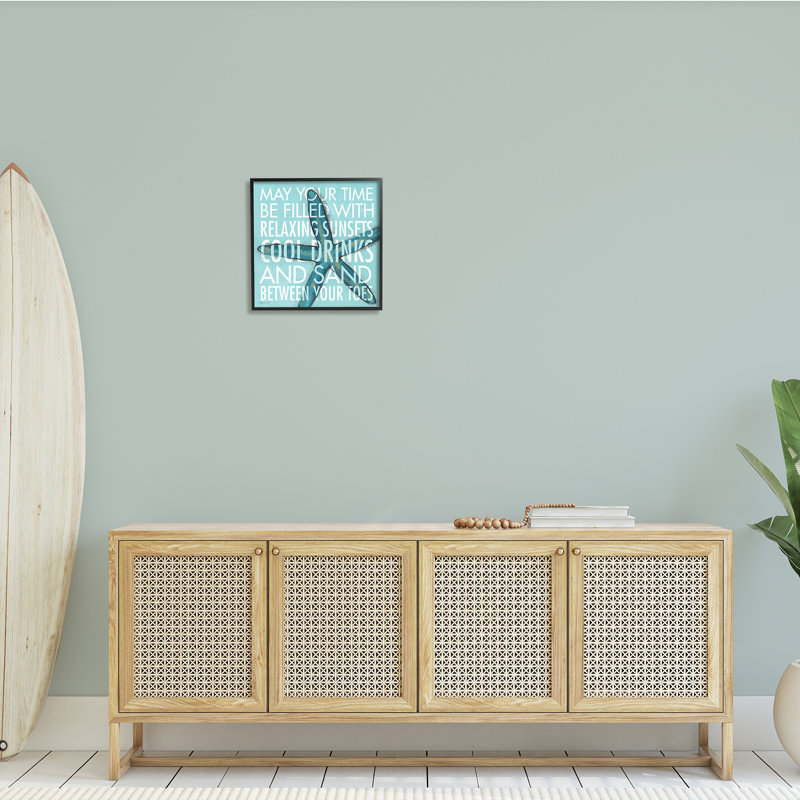 «Sunsets Cool Drinks Sand Beach Expression», H 17 po x l 17 po x P 1,5 po, Giclée encadrée noir minuit