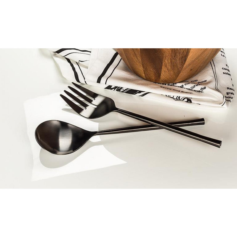 Matte Black Finish Salad Serving Utensils