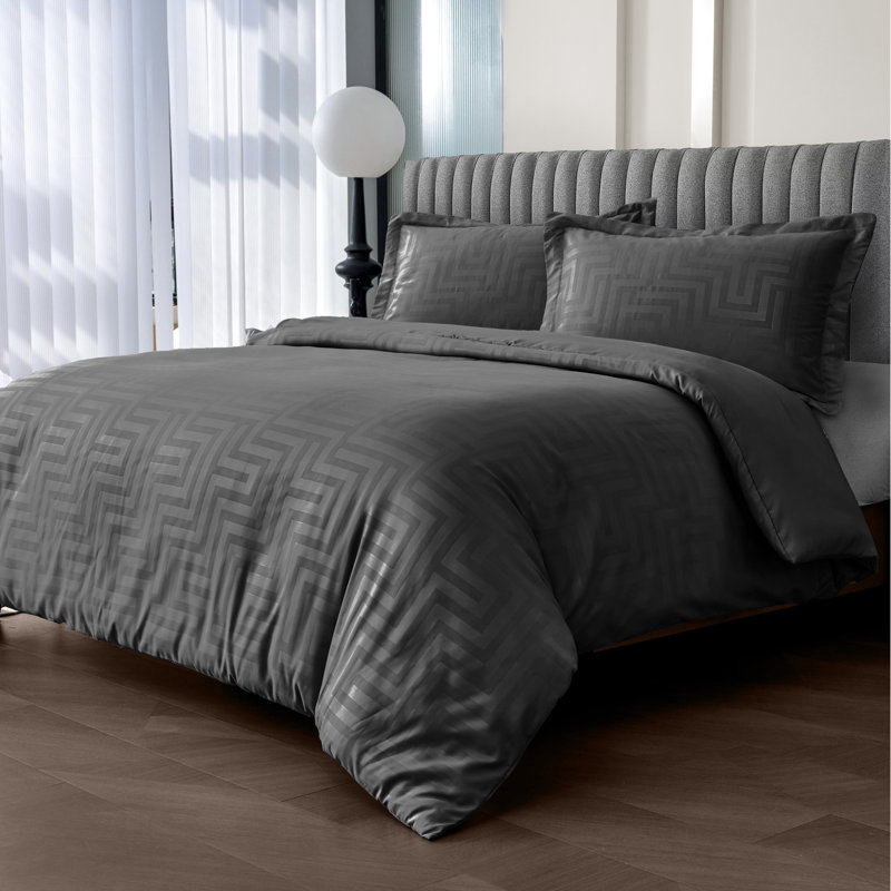 Polyester [EU ONLY] Duvet Cover Set with Pillowcases Included, 3, Black, Double Duvet Cover + 2 Pillowcases