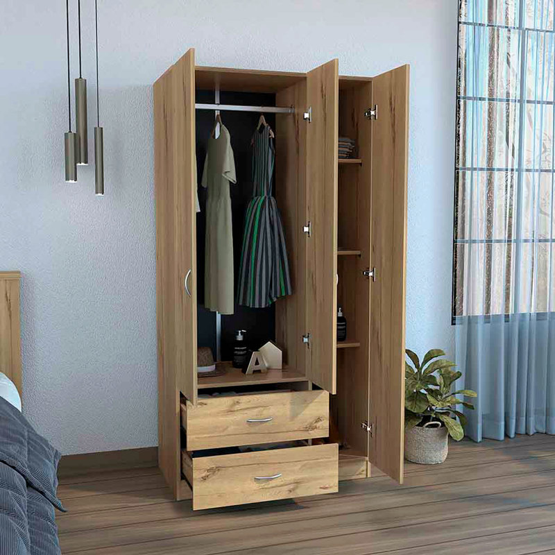 Armoire trois portes Clark, chambre, Chêne