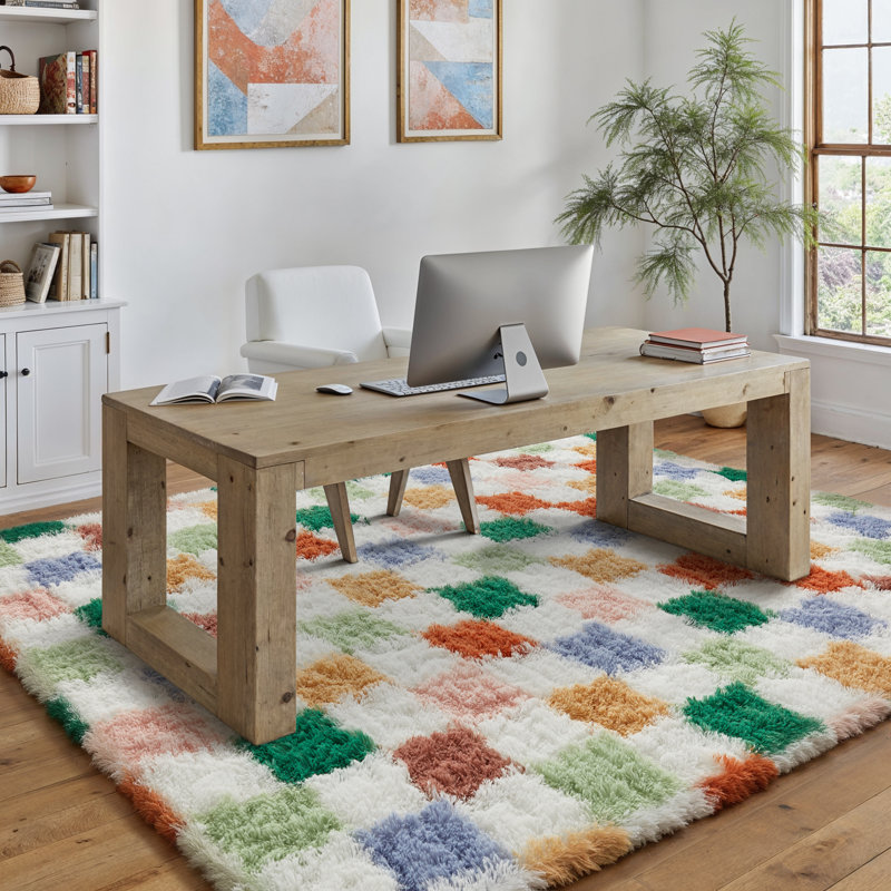 Tapis à poil long Celi, Rectangulaire 8 pi x 10 pi, Multicolore