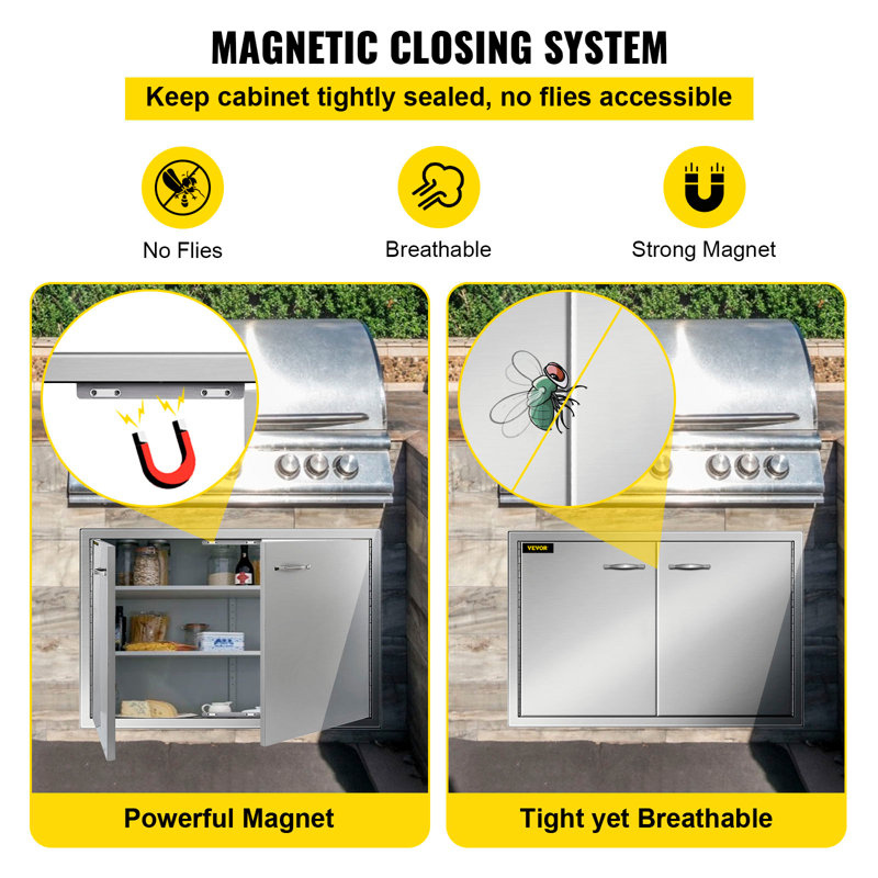 Stainless Steel Double Access BBQ Door with Handles
