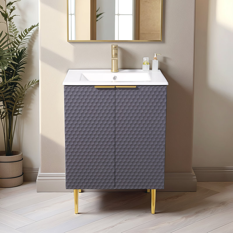 Ensemble de meuble-lavabo simple 24 po gris