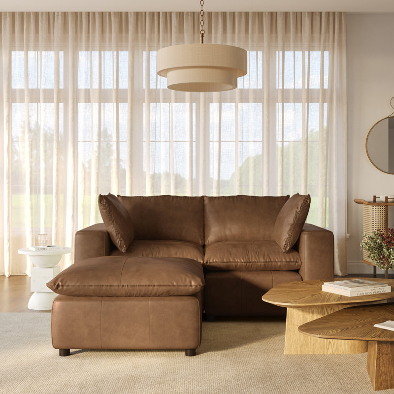 Hadleigh Brown Leather Modular Small Sectional