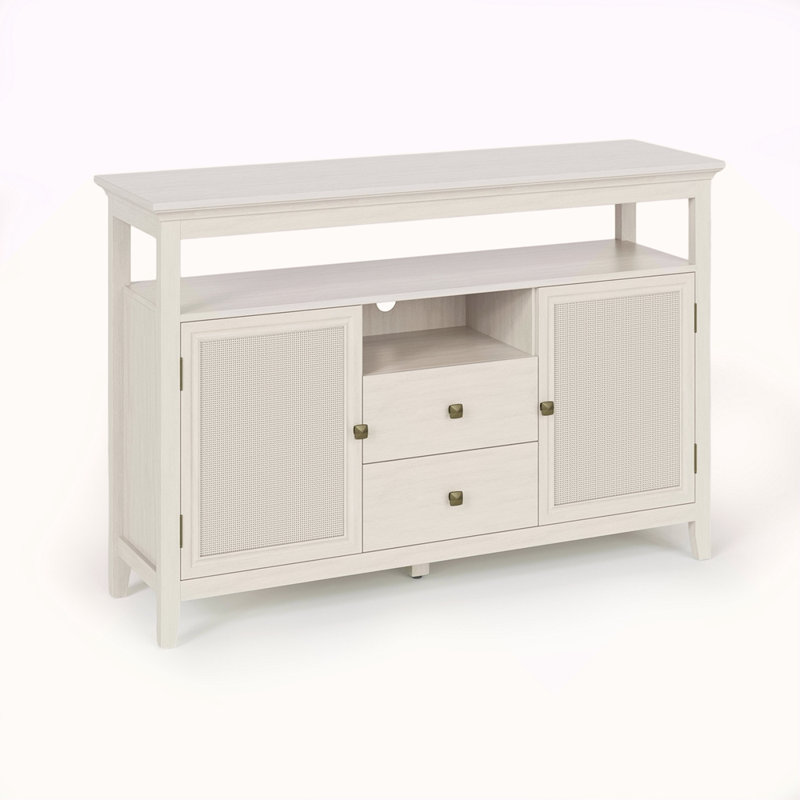 Buffet 52,8 po en rotin, armoire de rangement style ferme Boho avec tablettes réglables, armoire d'appoint pour la cuisine