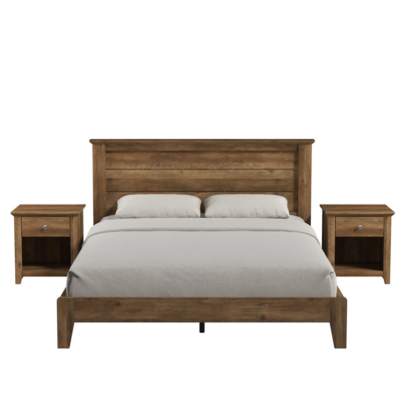 Tevrat 3 Pieces Bedroom Sets, Knotty Oak, Queen