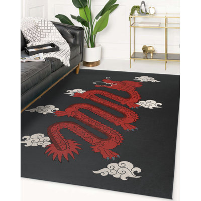 Tapis DRAGON ON CHARCOAL