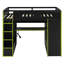 Lit mezzanine double avec station de jeu, station de charge, éclairage et tablettes au-dessus de l'espace de jeu, port, rangement pour garde-robe ouverte-130164870