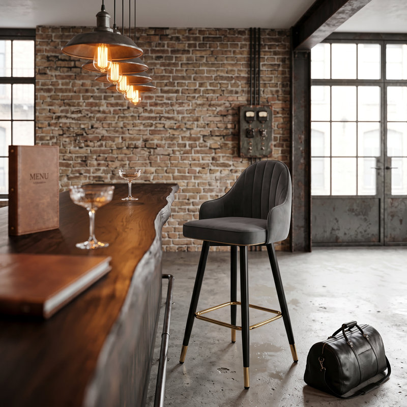 Tabouret de bar pivotant de 42 po de hauteur, tabouret de comptoir avec pieds en métal et repose-pieds