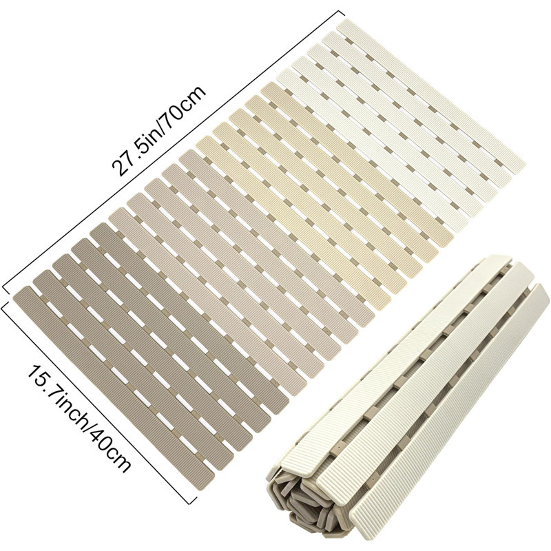 Tapis de douche antidérapant - Trous de bonde et ventouses 4 couleurs dégradé beige