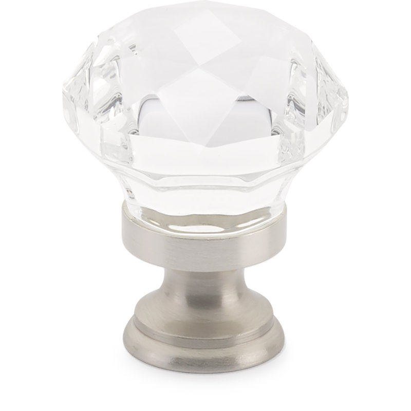 Crystal Round Knob, 1", Satin Nickel