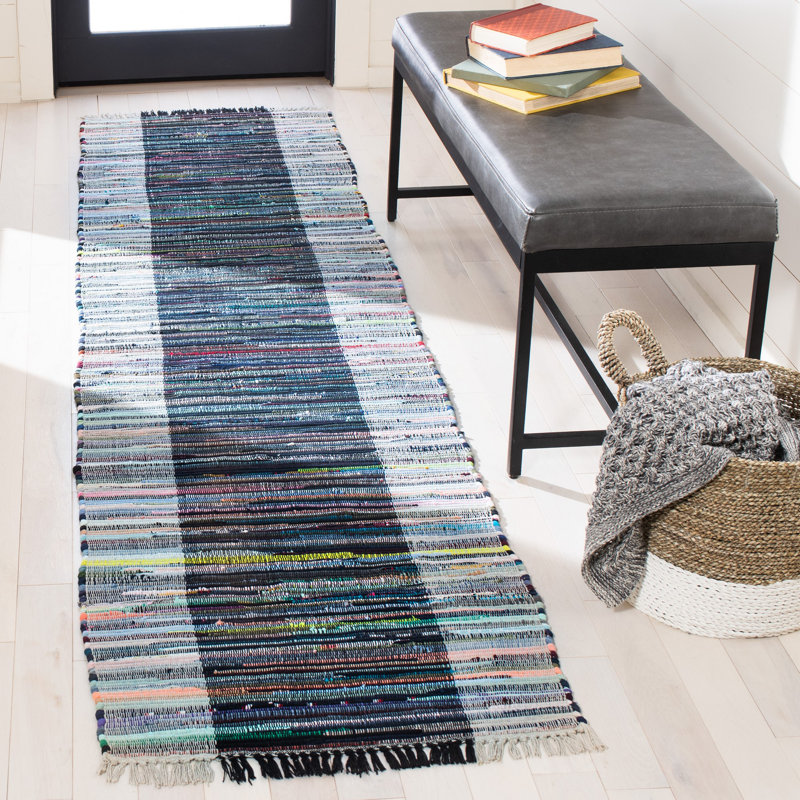 Rag Rug Flat Weave Cotton Striped Rug, Rectangle 6' x 9'