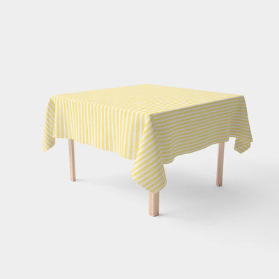 Square Tablecloth, 100% Cotton, 52X52", Lemonade Stripe