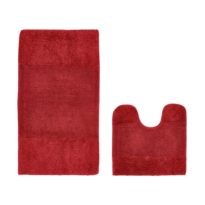 Makaylynn Premium 100% Cotton 2155 GSM 2-Piece Bath Rug Set, OEKO-TEX® Certified, Non-Slip Spray Latex Backing, Plush Tufted, Super Absorbent, Machine Washable Bathroom Rugs, Red