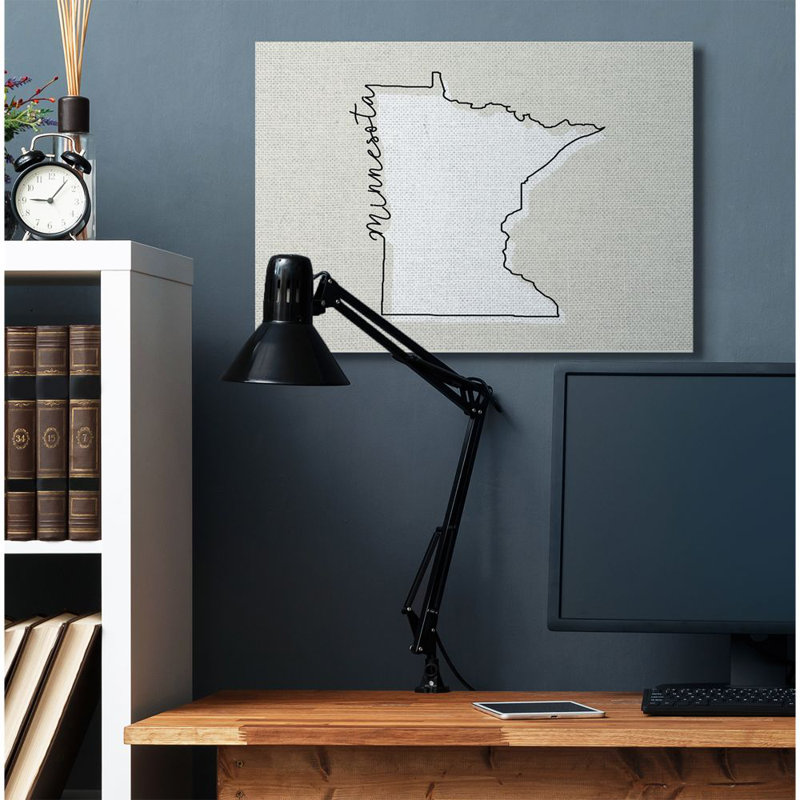 «Minnesota Home State Map Neutral Design», impression sur toile, Toile tendue, H 30 po x l 40 po