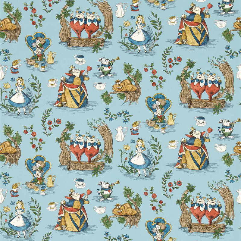 Alice in Wonderland Wallpaper, Puddle Blue