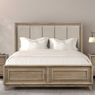 Contemporary 1pc Bed Channel Padded Headboard Oak Finish Bedroom Furniture