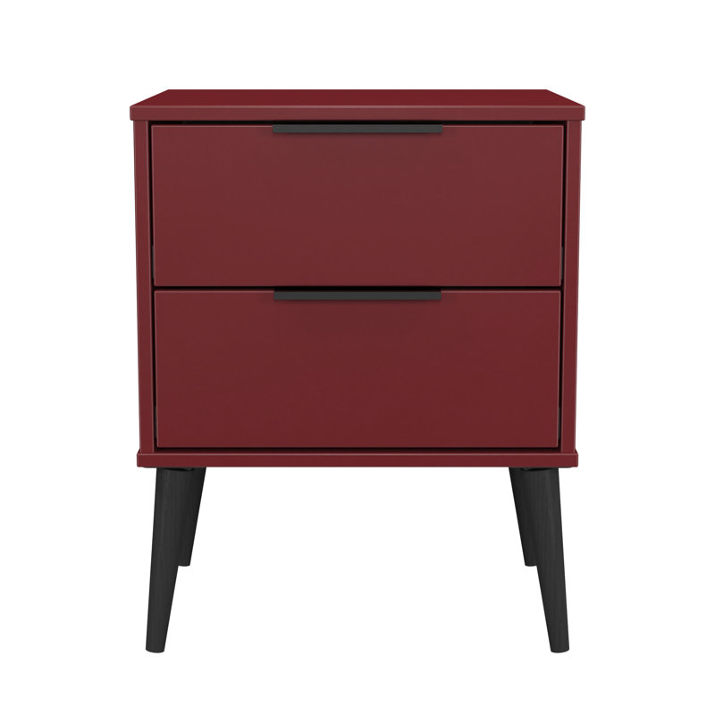 Peacham 45cm W Manufactured Wood Bedside Table, Red