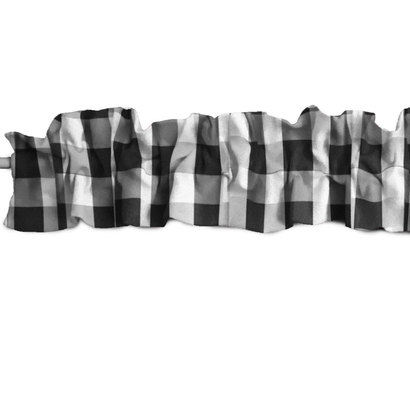 Cantonnière à carreaux sur mesure, Noir / blanc, L 9 po x L 120 po