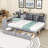 L-Shape Wood Daybed with Storage Desk and Drawers,Shelves-1426241964