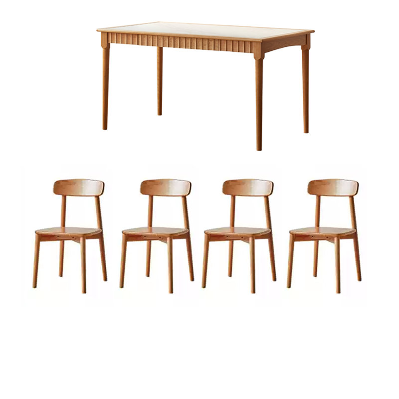 Combinaison simple de table et de chaises en bois de cerisier, H 29,52 po x L 62,99 po x l 33,46 po
