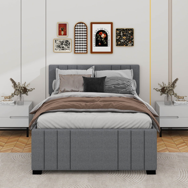 Lit plateforme double tapissier avec lit gigogne