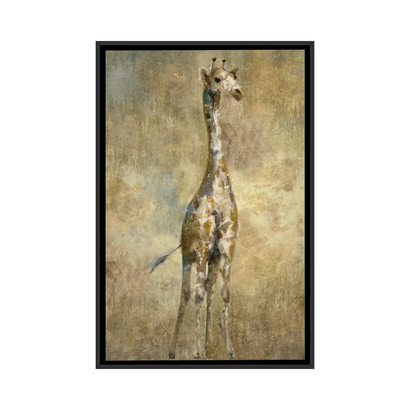 «Summer Safari Giraffe», impression sur toile, H 26 po x l 18 po x P 1,5 po, Toile avec cadre noir, Pas de tapis
