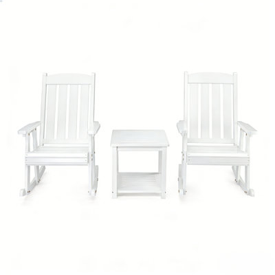 Ensemble de 3 chaises berçantes en bois massif pour patio