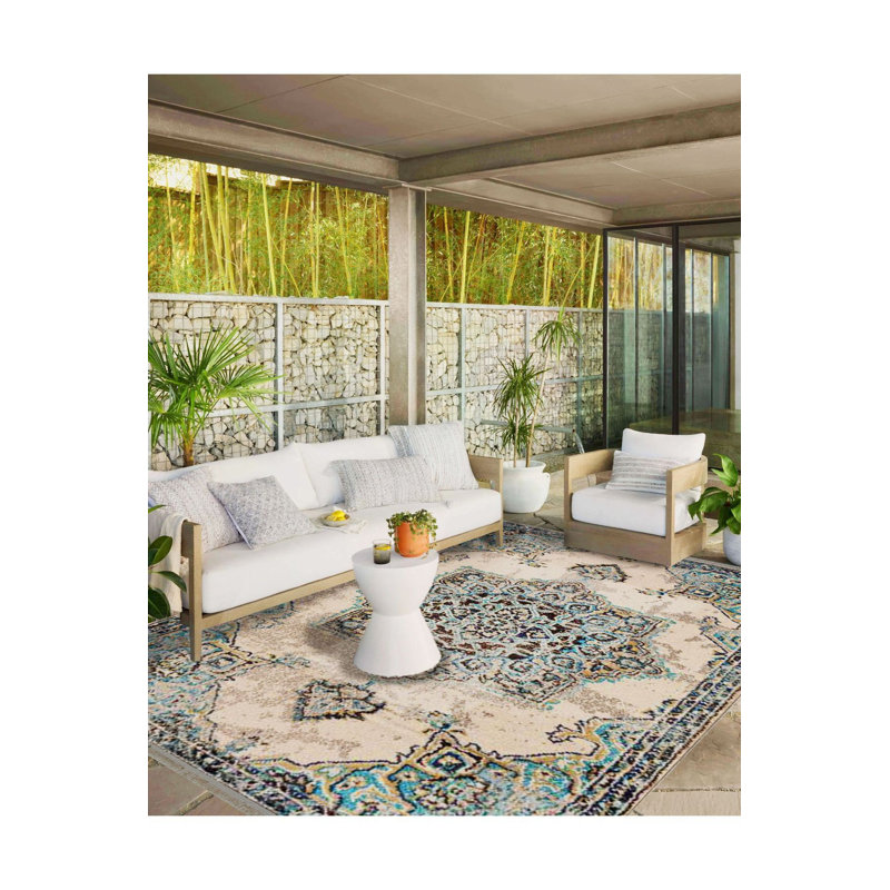 Tapis décoratif beige tissé à la machine beige, Tapis de couloir 3 pi 3 po x 6 pi 7 po inclus
