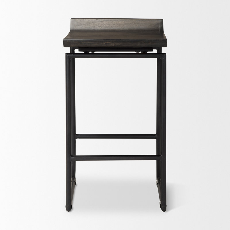 Barlow Counter Stool with Metal Frame, Black, Counter Stool (24.25" Seat Height)