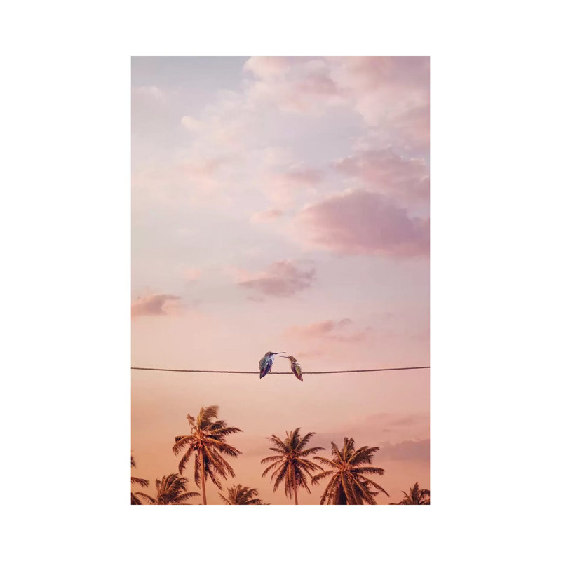 «Hummingbirds in Love» par Jonas Loose - impression d'art graphique, Aucun mat, H 26 po x l 18 po x P 1,5 po, Toile tendue