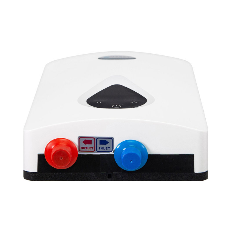 Compact White Electric Tankless Water Heater with Digital Panel