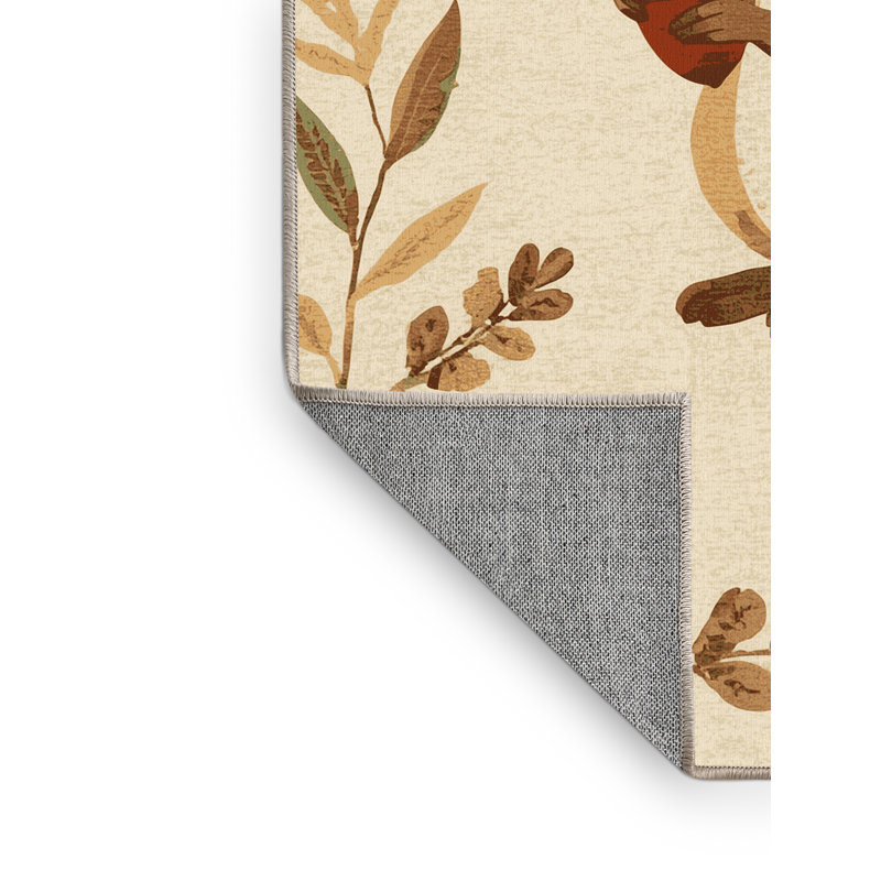 Tapis abstrait moderne et contemporain lavable à la machine Merrionette Halloween - reliure beige, 6 x 9