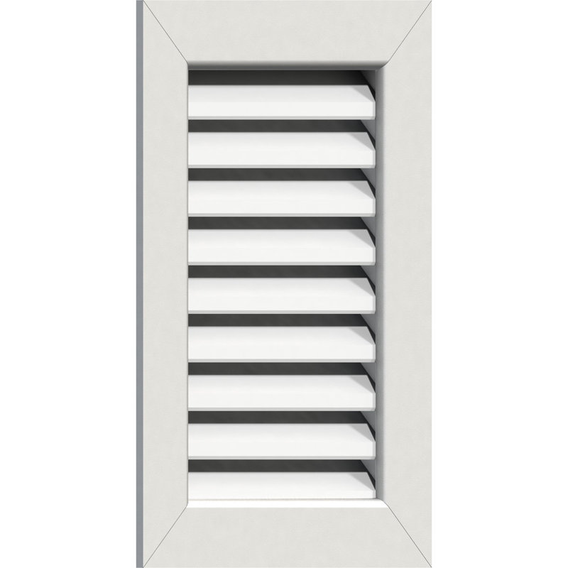Vertical Functional Gable Vent with Flat Trim Frame, 25" H x 25" W x 3" D
