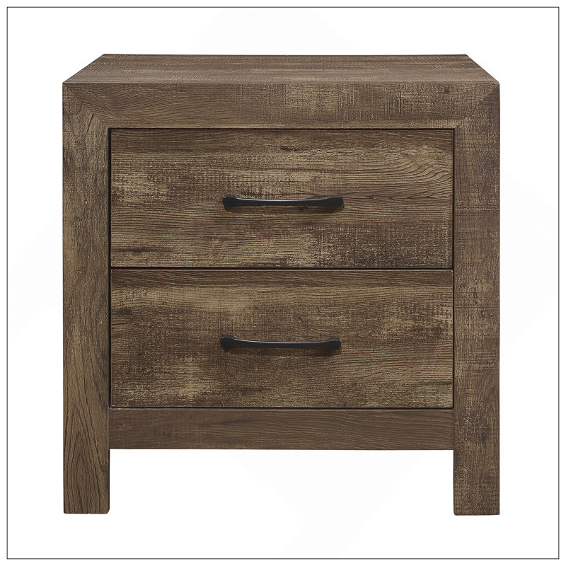 Table de chevet 1 pièce avec tiroirs en queue d'aronde et quincaillerie en métal noir, parfaite pour le rangement et le style de la chambre à coucher.