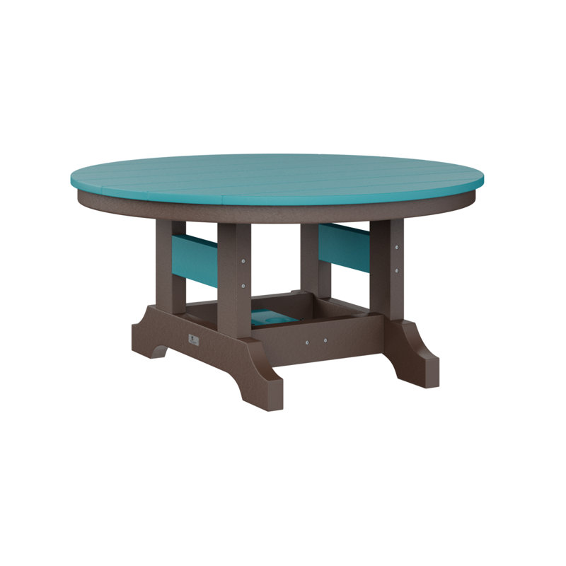 Garden Classic Outdoor Round Coffee Table, Chocolate Brown, Aruba Blue