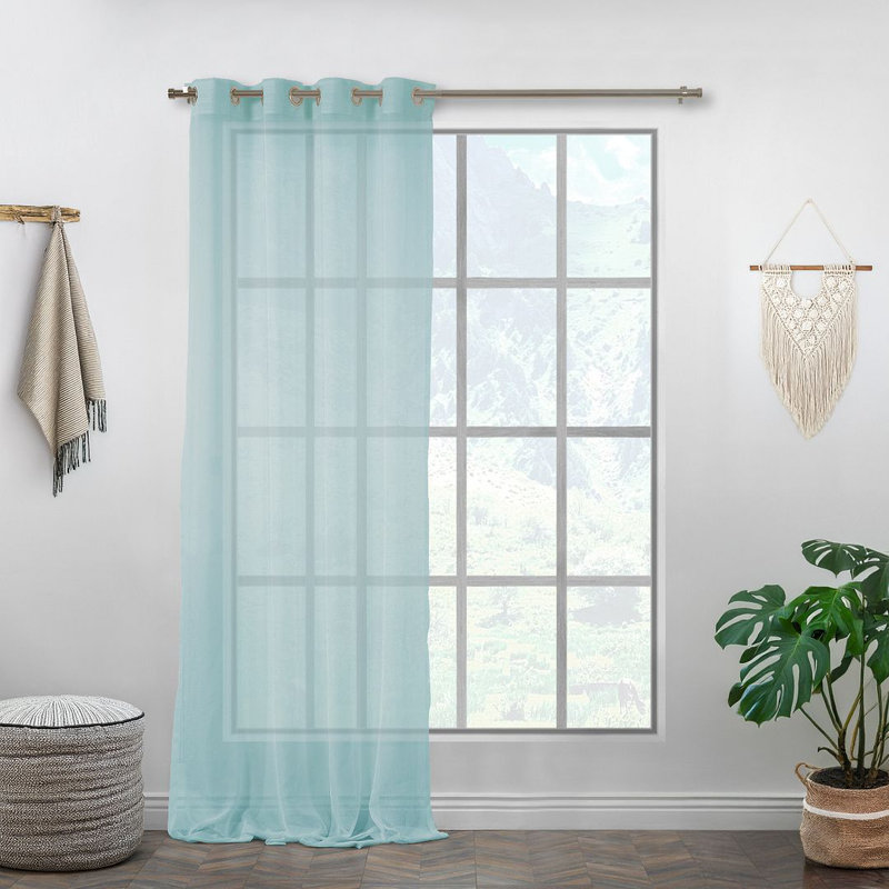 Panneau simple extra long et extra large en faux lin, L 100 po x L 144 po, Turquoise